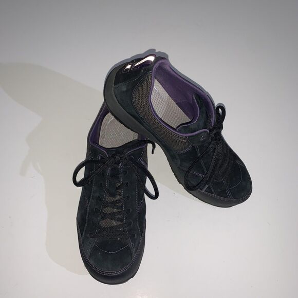 Dansko Shoes Womens Size 41 Black Suede Mesh Vibram Lace Up Walking 4350100024 - Picture 1 of 9